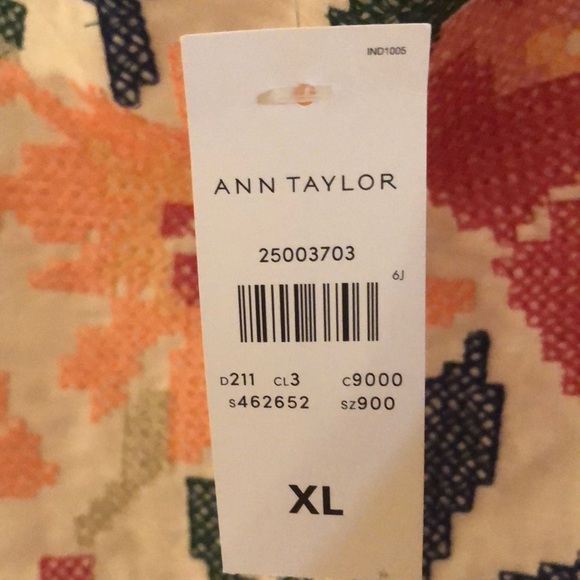 Ann Taylor, New, White Off Shoulder Linen Blend Embroidered Floral Top, XL - Picture 2 of 6